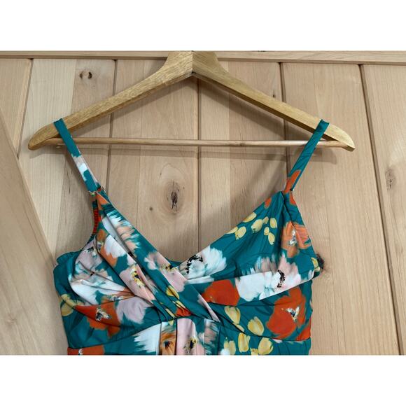 Garnet Hill | Ruched Overlay One Piece Floral Swimsuit NWOT| Size 4 - Picture 4 of 13